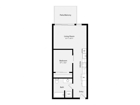 a floor plan of a unit with a bedroom and a living room